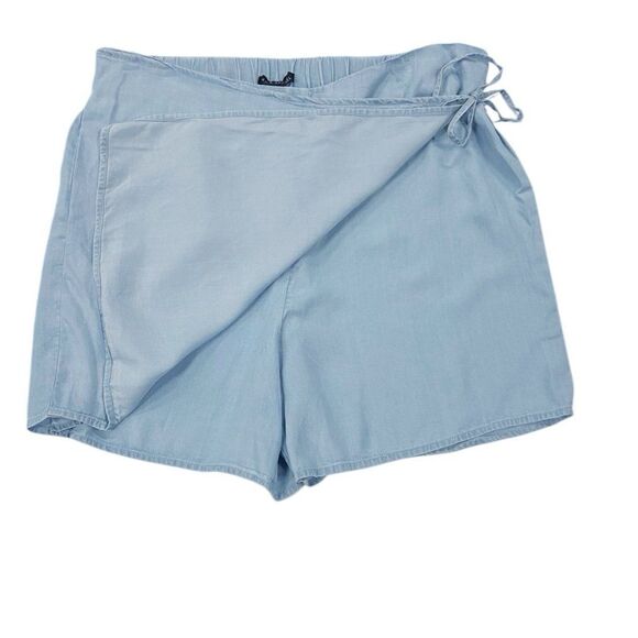 Zac & Rachel Pants - Zac & Rachel Light Blue Denim Skort Elastic Waistband & Tie Women’s XL Preppy